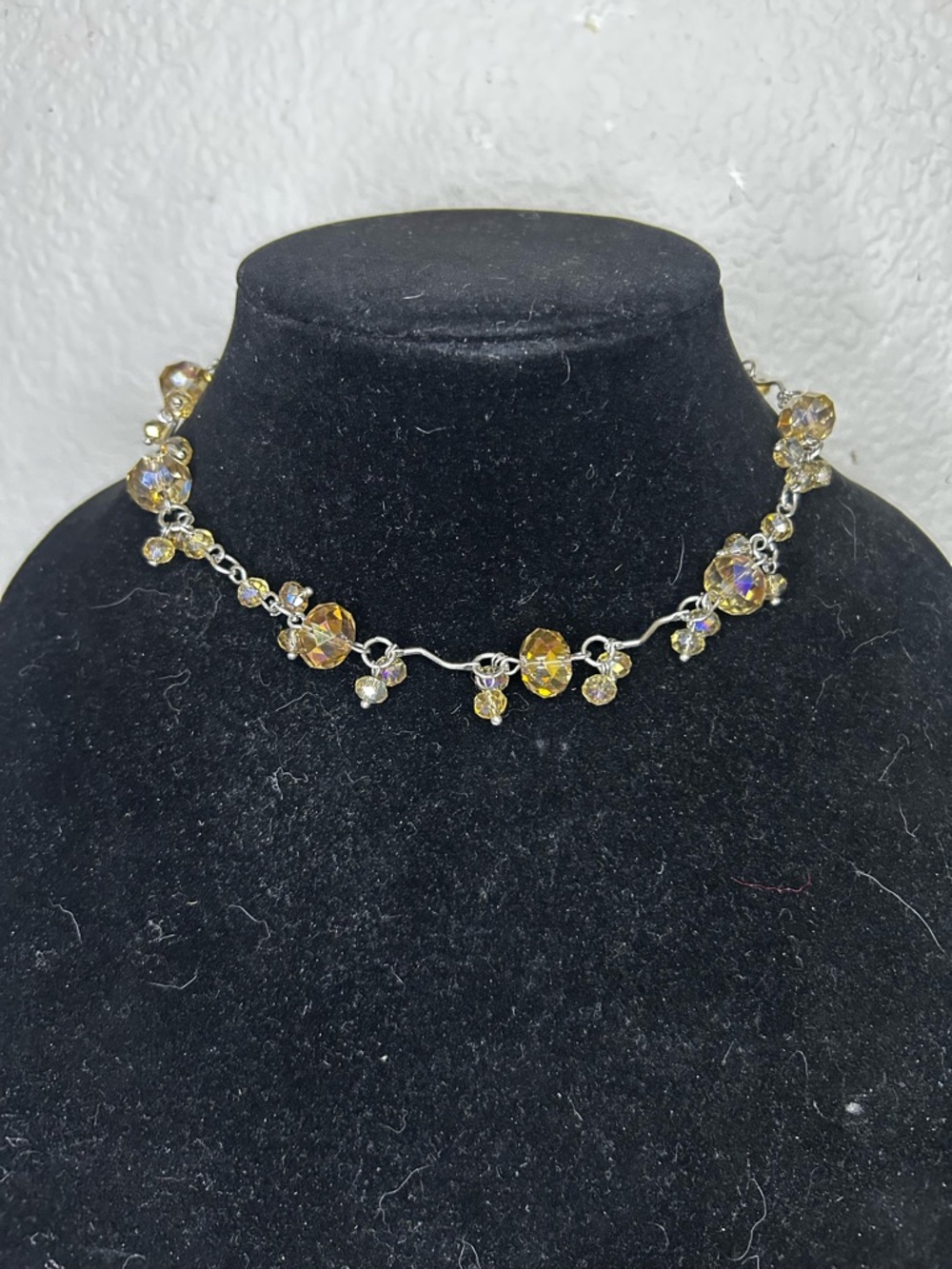 Crystal Floral Choker Necklace in Yellow Gold-Tone